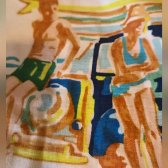 J CREW RARE VINTAGE Ivory Skirt with Beach Surfing Scene Print - Picture 10 of 11